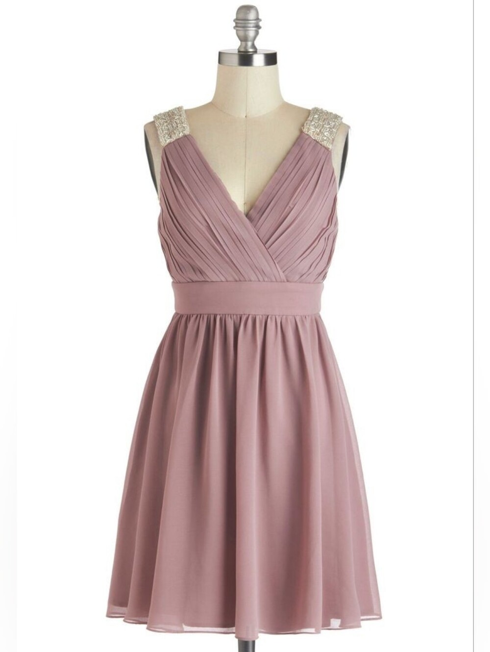 Modcloth Minuet Beaded Fit & Flare Dress Mauve Lilac Size M